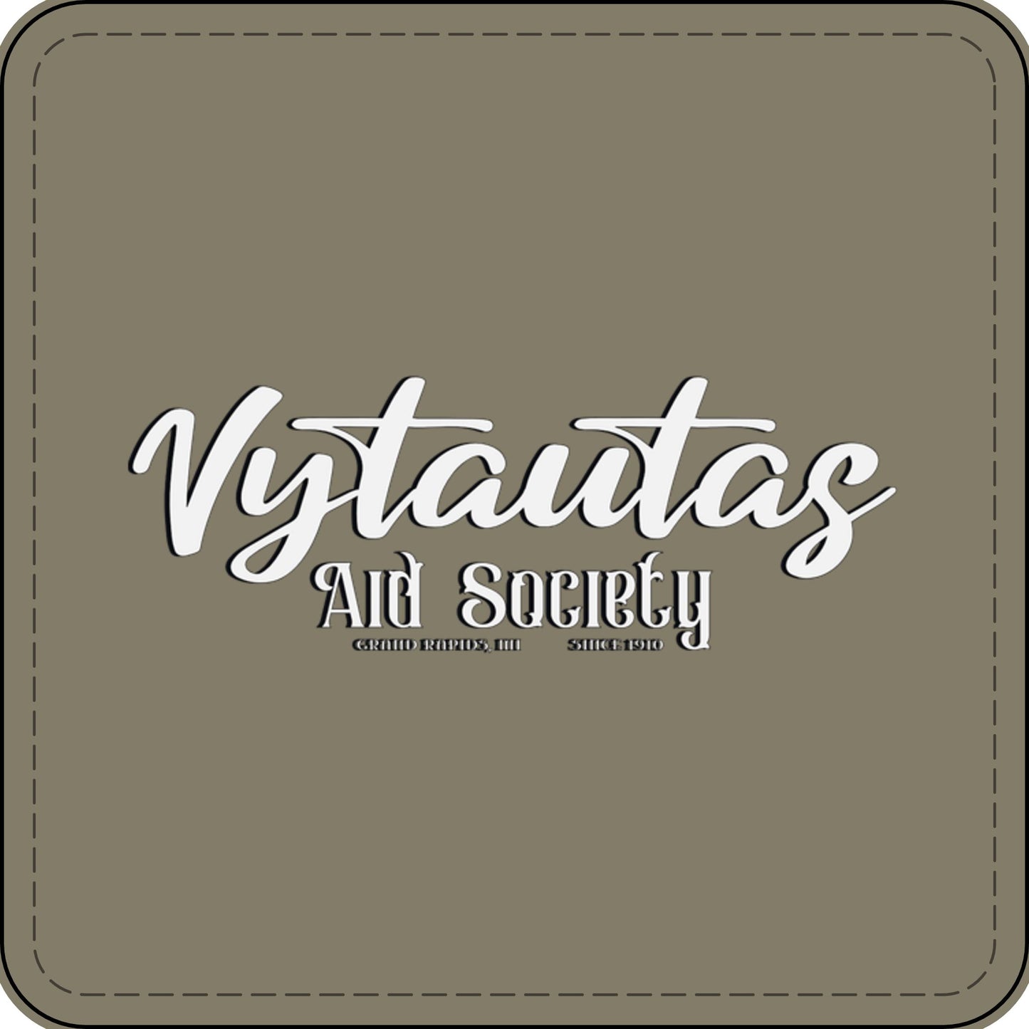 Faux Leather Patch — "Vytautas Aid Society" Engraved "Heat Press On" Badge