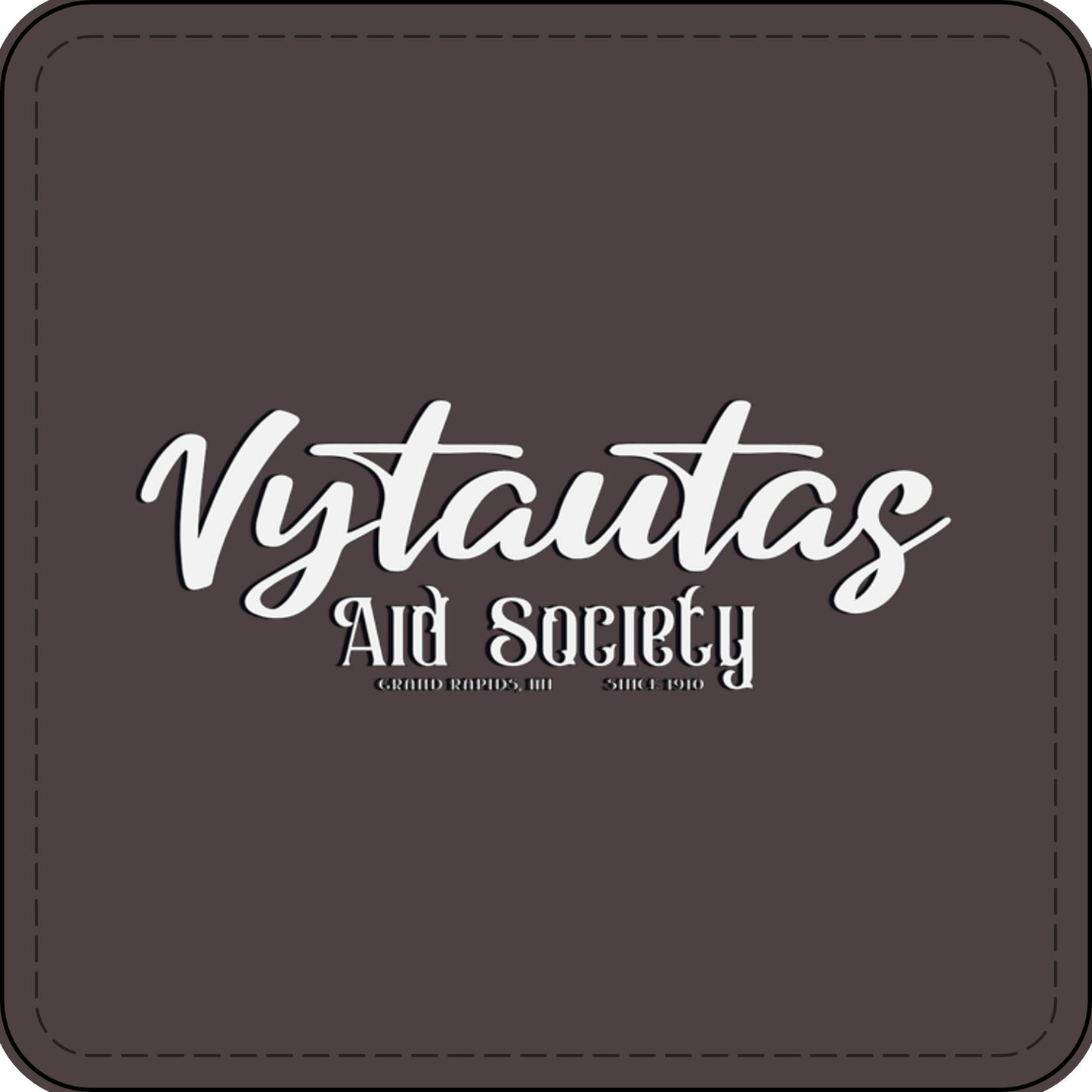 Faux Leather Patch — "Vytautas Aid Society" Engraved "Heat Press On" Badge