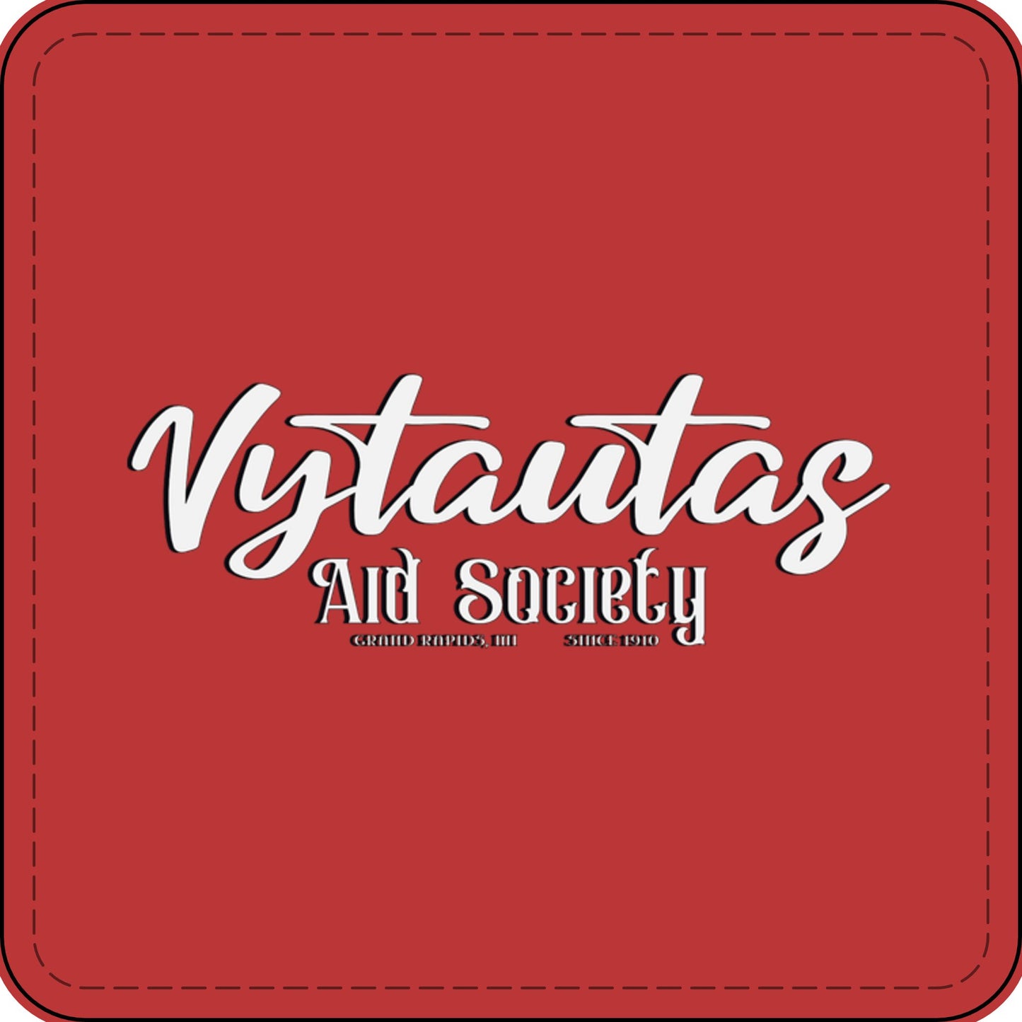 Faux Leather Patch — "Vytautas Aid Society" Engraved "Heat Press On" Badge
