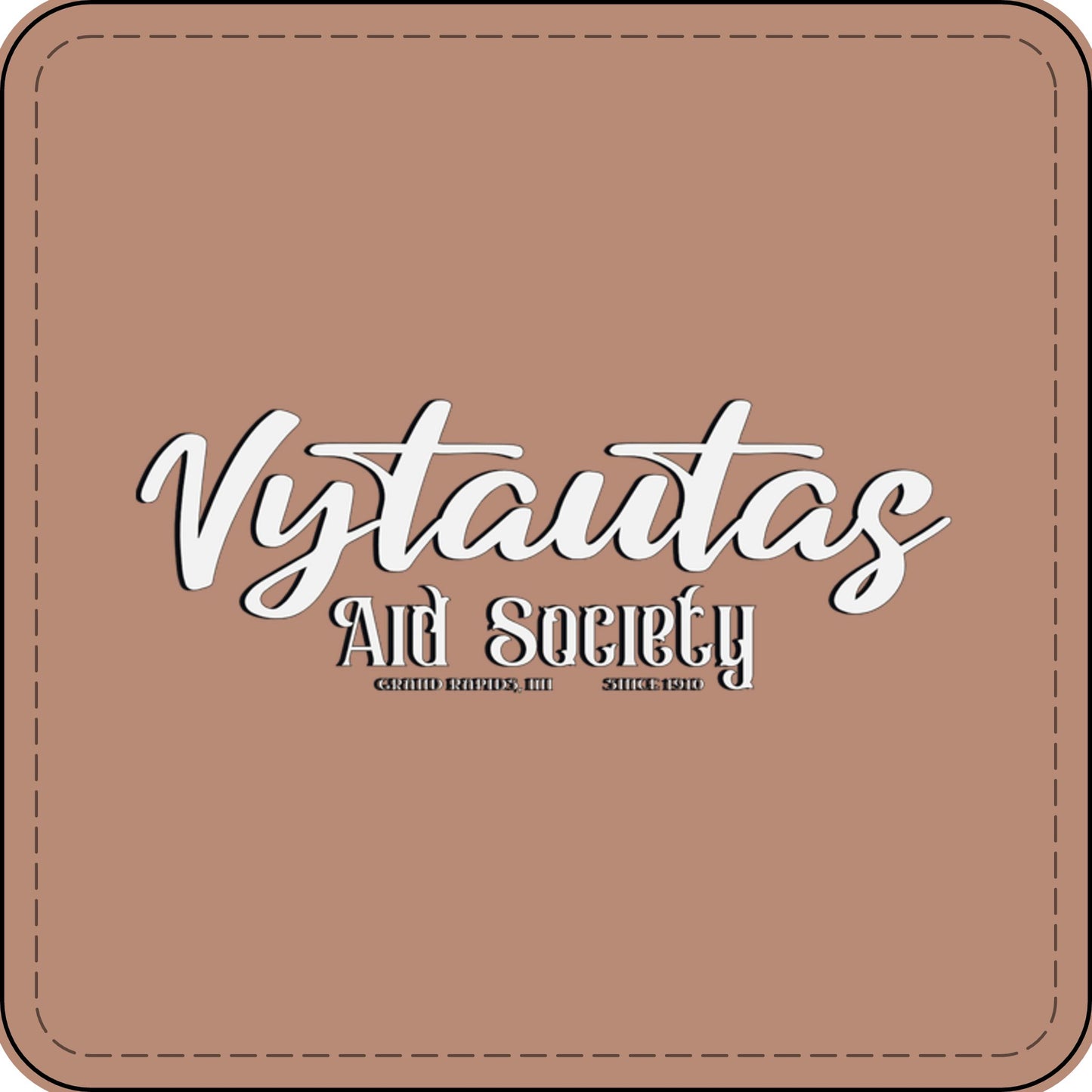 Faux Leather Patch — "Vytautas Aid Society" Engraved "Heat Press On" Badge