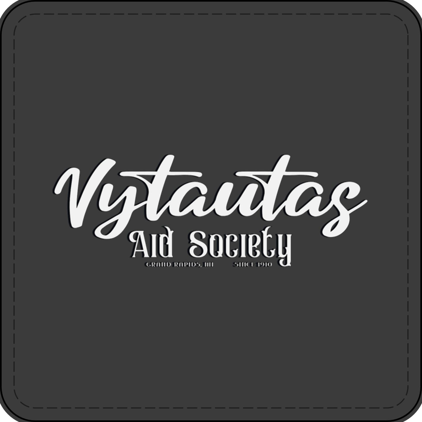 Faux Leather Patch — "Vytautas Aid Society" Engraved "Heat Press On" Badge