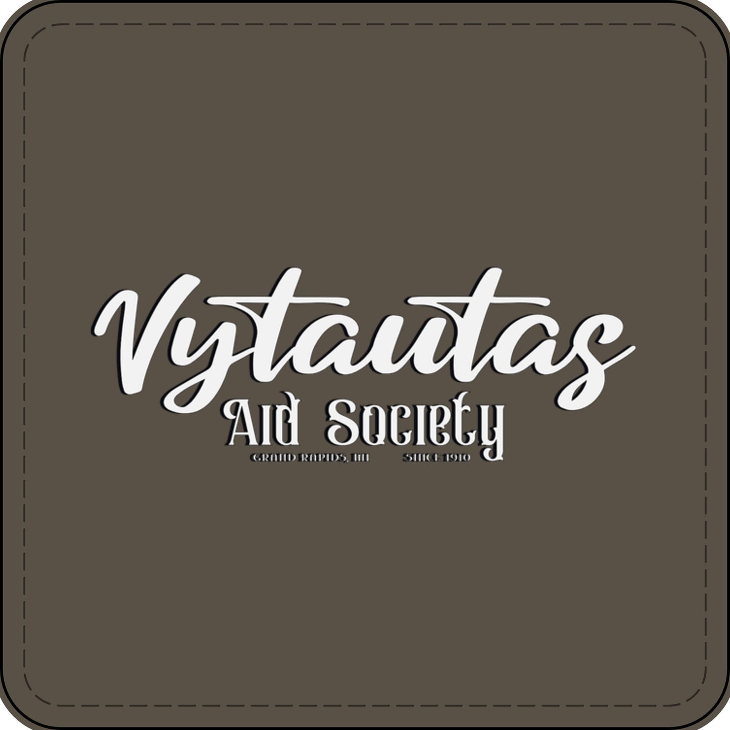 Faux Leather Patch — "Vytautas Aid Society" Engraved "Heat Press On" Badge