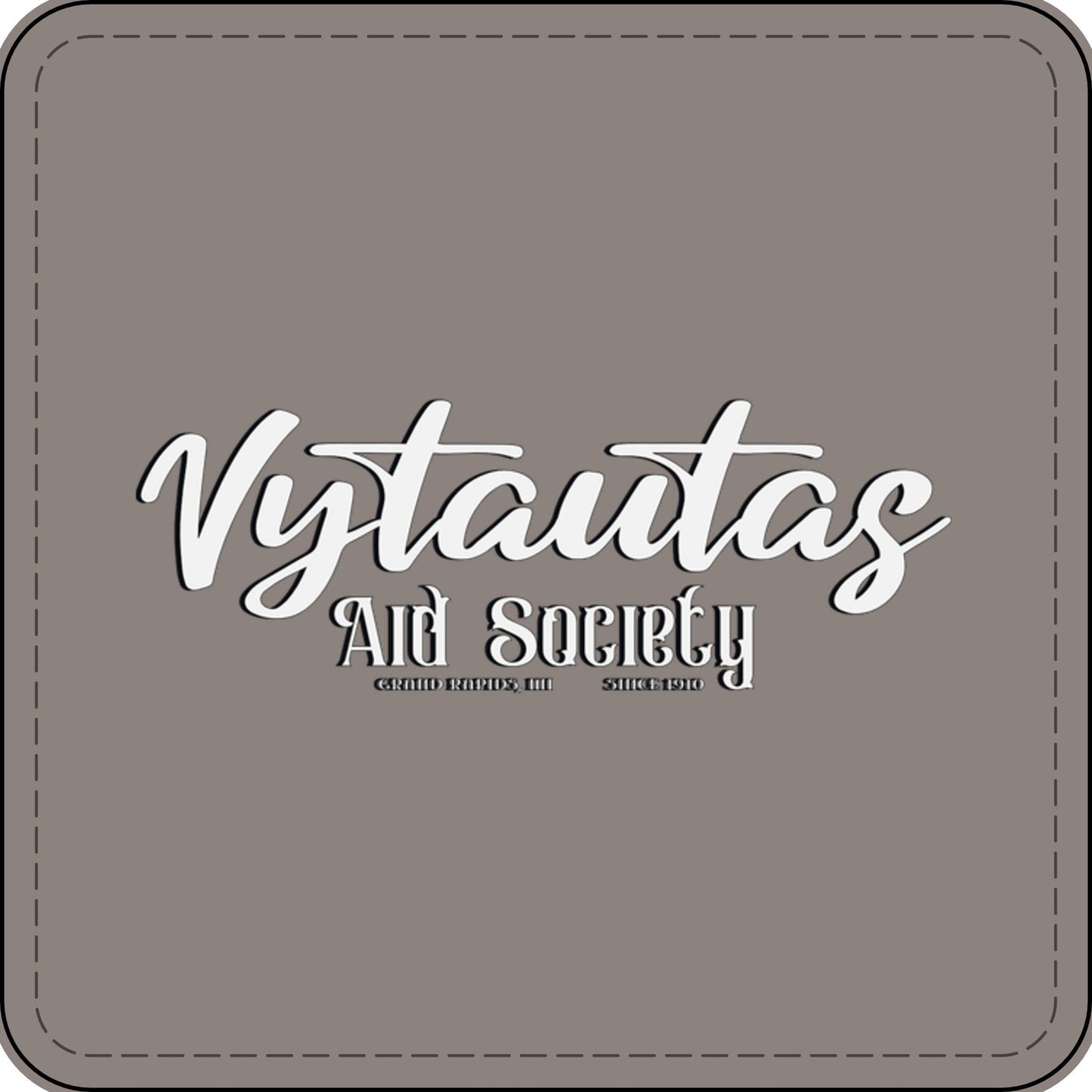 Faux Leather Patch — "Vytautas Aid Society" Engraved "Heat Press On" Badge