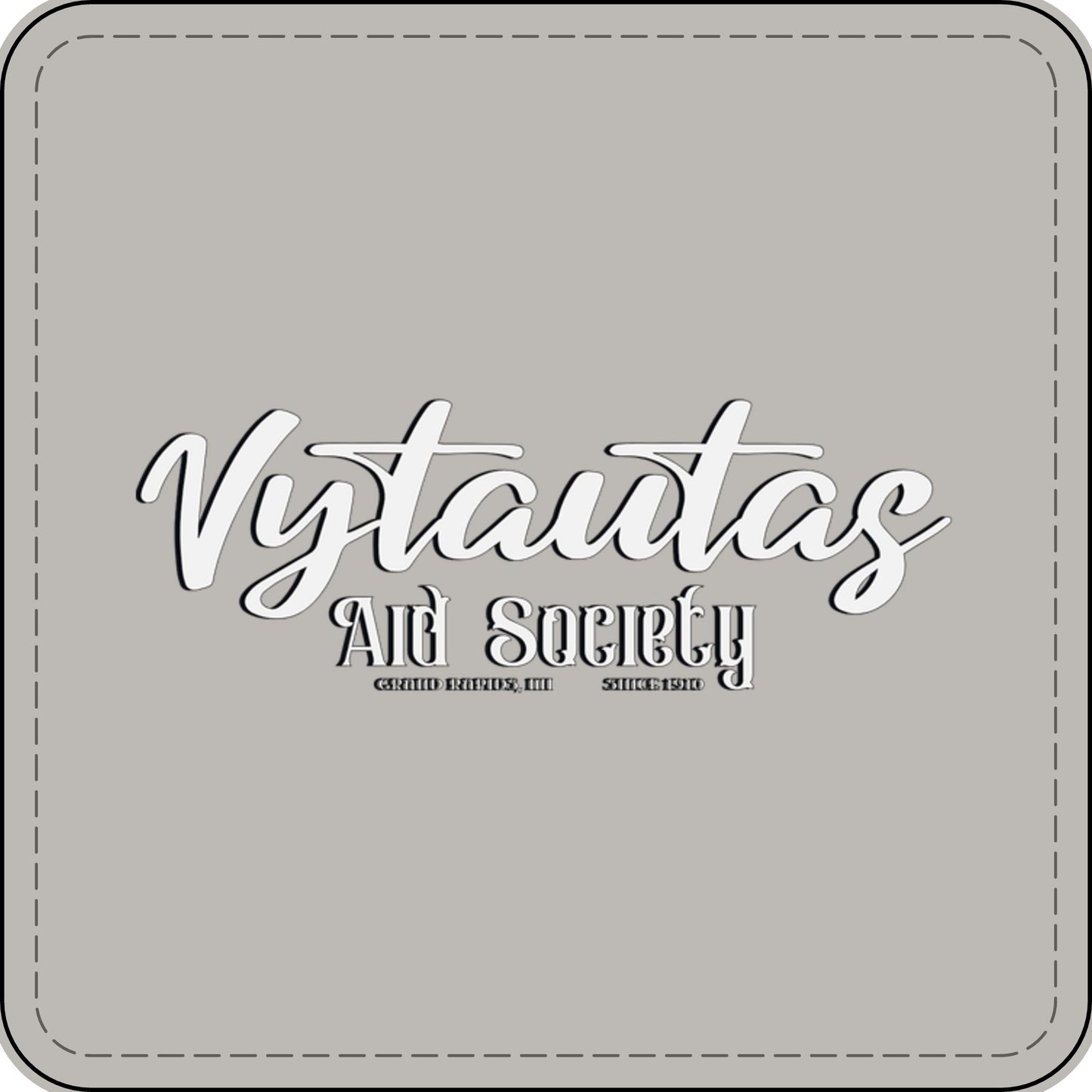 Faux Leather Patch — "Vytautas Aid Society" Engraved "Heat Press On" Badge