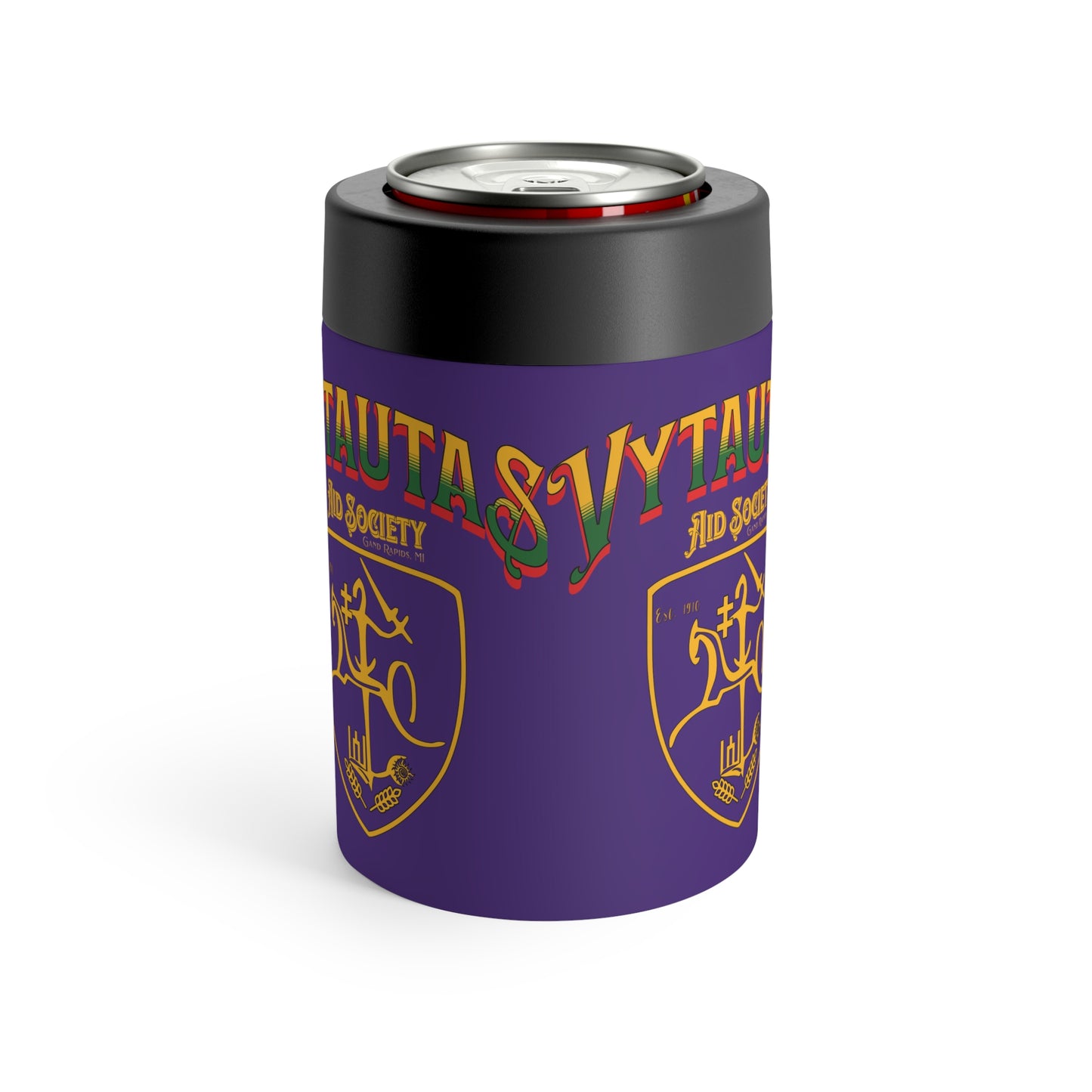 Vytautas Can Holder Purple — Vytautas Aid Society Shield 2 Cooler