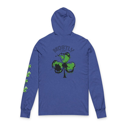 St. Patrick's Shamrock Hooded Long Sleeve Tee — 'Mostly Lucky' Graphic