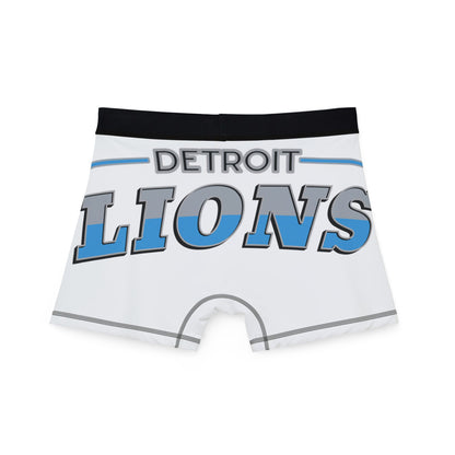White Detroit Lions Men's Boxers - AOP, Funny Gift for Sports Fans, Comfort Wear, Game Day Apparel, Unique Men's Underwear