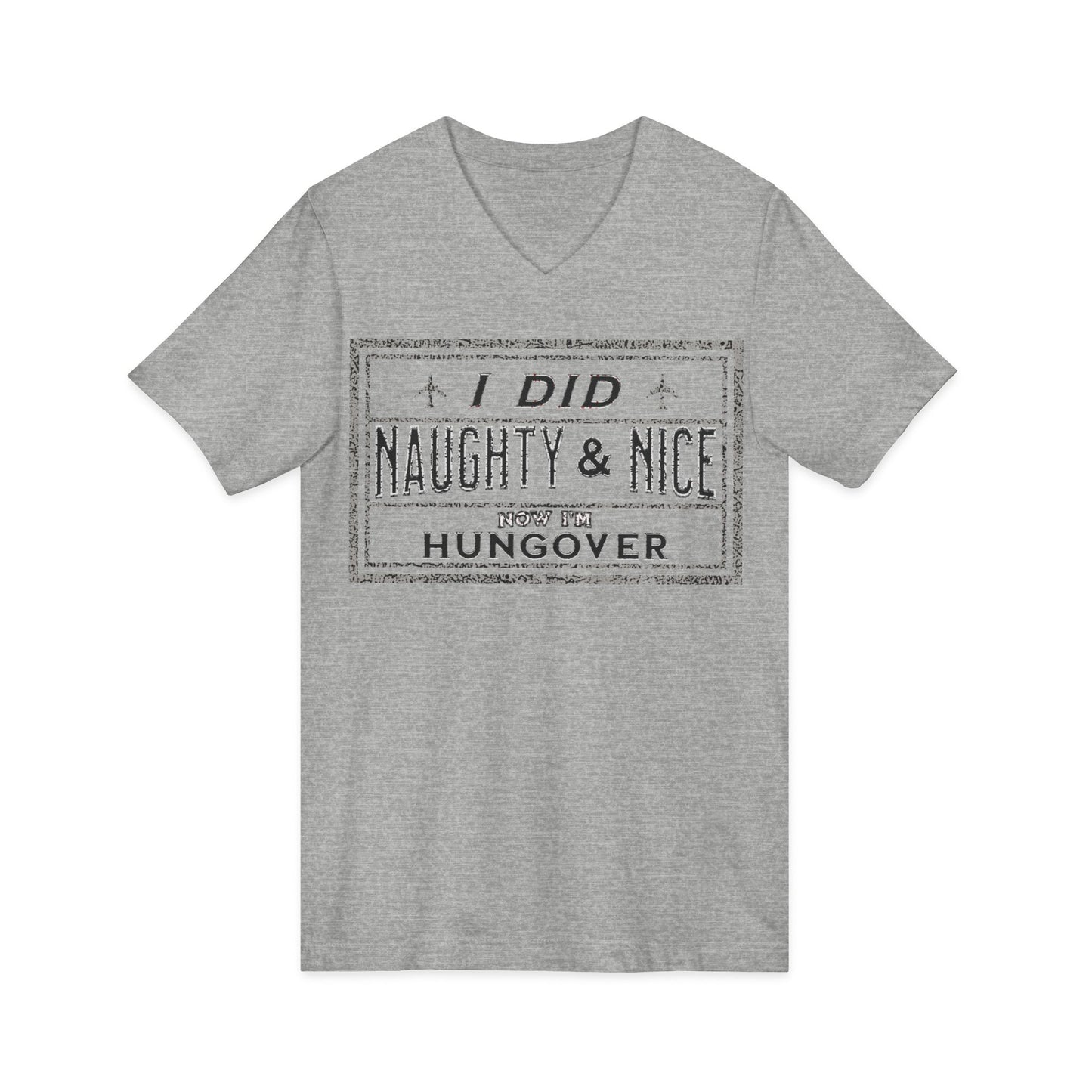 V-Neck Tee Naughty & Nice Fun Loving Holiday Party Shirt