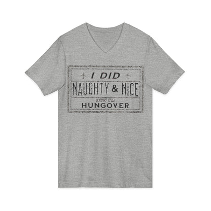 V-Neck Tee Naughty & Nice Fun Loving Holiday Party Shirt