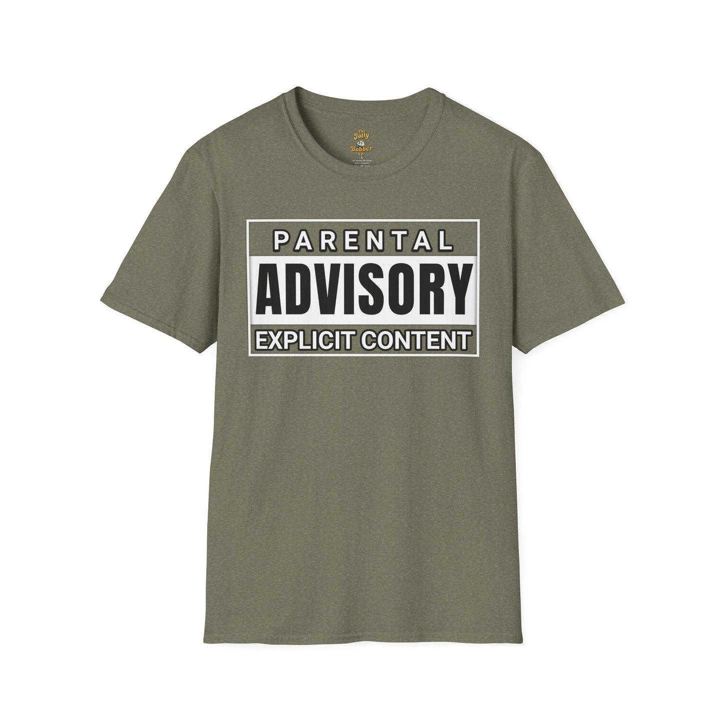 Graphic Tee - Iconic 'Parental Advisory Explicit Content' Design for Edgy Gen X - The Jolly Bobber 
