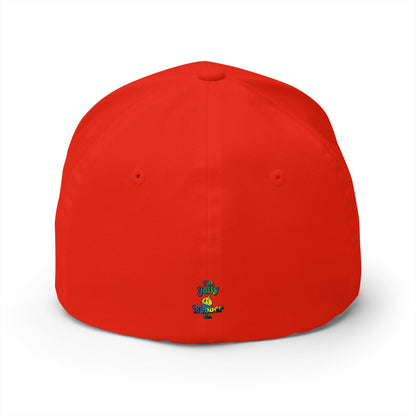 Vytautas Fitted Embroidered Cap — Retro Script Logo Fitted Baseball Hat