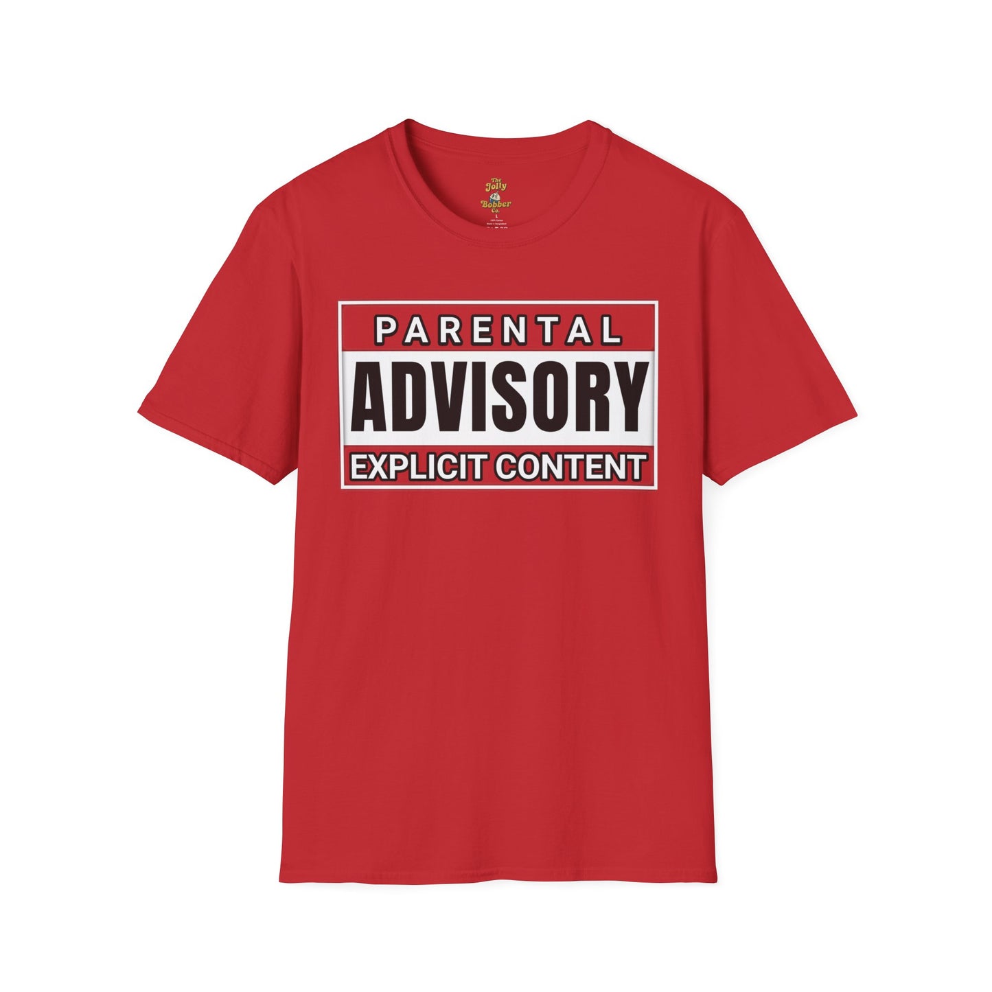 Graphic Tee - Iconic 'Parental Advisory Explicit Content' Design for Edgy Gen X - The Jolly Bobber 