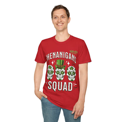 Vytautas St. Patrick's Day Leprechaun T-Shirt — "Shenanigans Squad" Sugar Skull Design