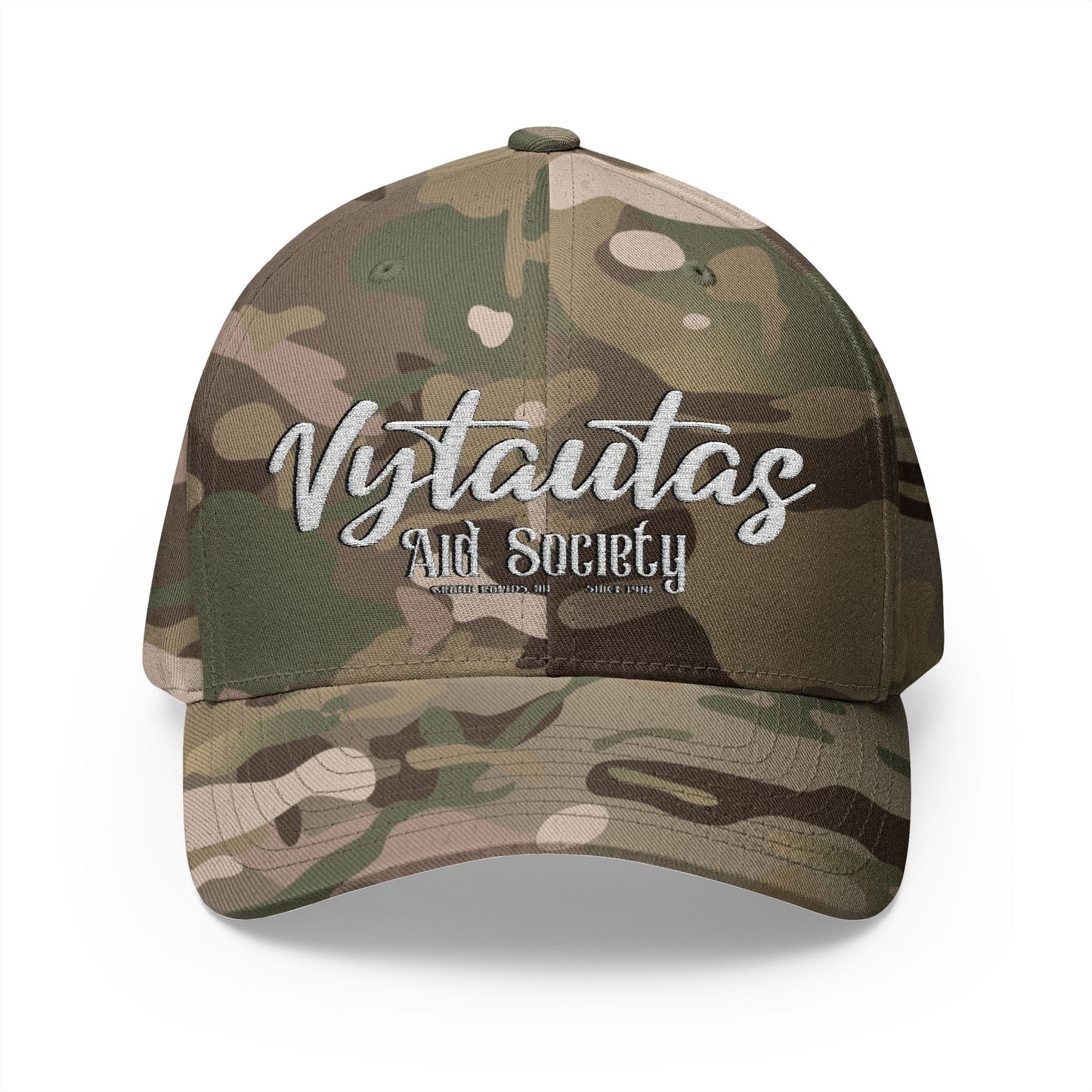 Vytautas Fitted Embroidered Cap — Retro Script Logo Fitted Baseball Hat