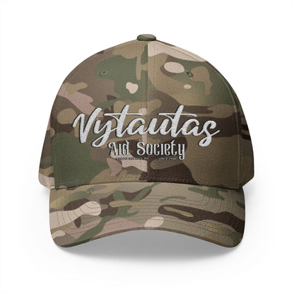 Vytautas Fitted Embroidered Cap — Retro Script Logo Fitted Baseball Hat