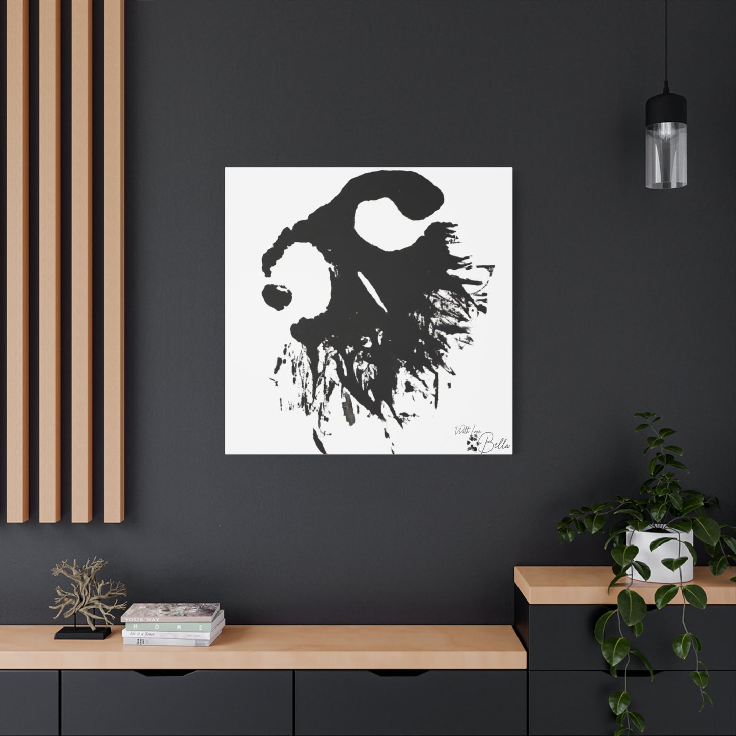 Custom Abstract Black Ink Pet Art Canvas