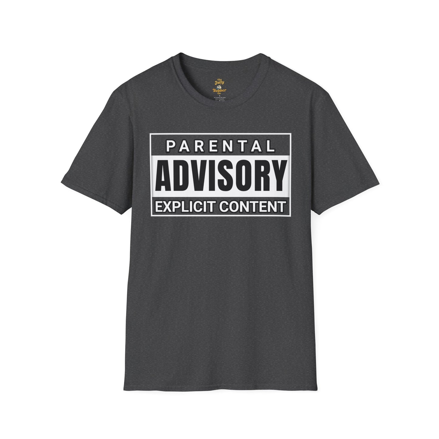 Graphic Tee - Iconic 'Parental Advisory Explicit Content' Design for Edgy Gen X - The Jolly Bobber 