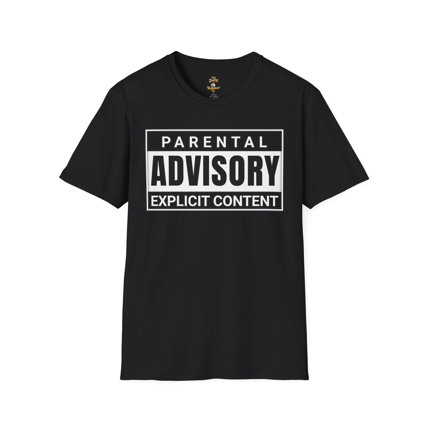 Graphic Tee - Iconic 'Parental Advisory Explicit Content' Design for Edgy Gen X - The Jolly Bobber 