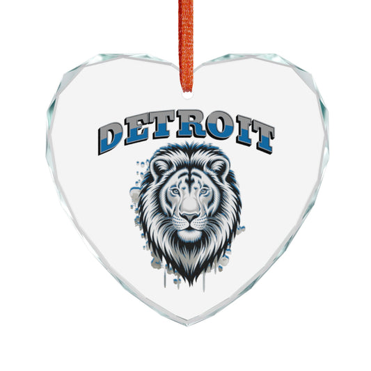 Detroit Crystal Glass Ornament, Heart-Shaped Holiday Decor, Personalized Gift, Home Decoration, Unique Souvenir