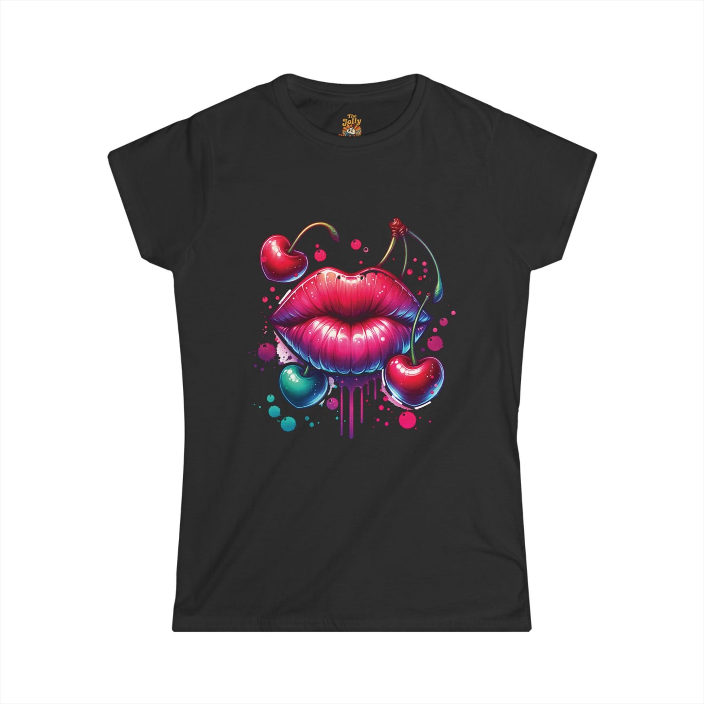 Colorful Lips and Cherries Graphic Tee - Cute Summer Shirt, Gift for Her, Valentine’s Day, Casual Wear, Trendy Fashion