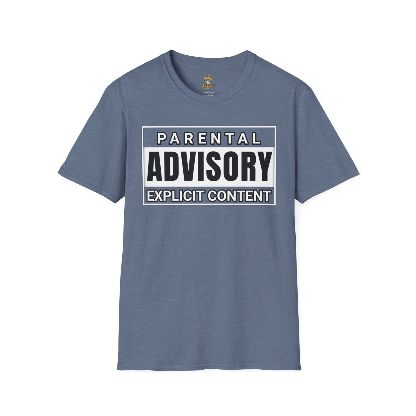 Graphic Tee - Iconic 'Parental Advisory Explicit Content' Design for Edgy Gen X - The Jolly Bobber 