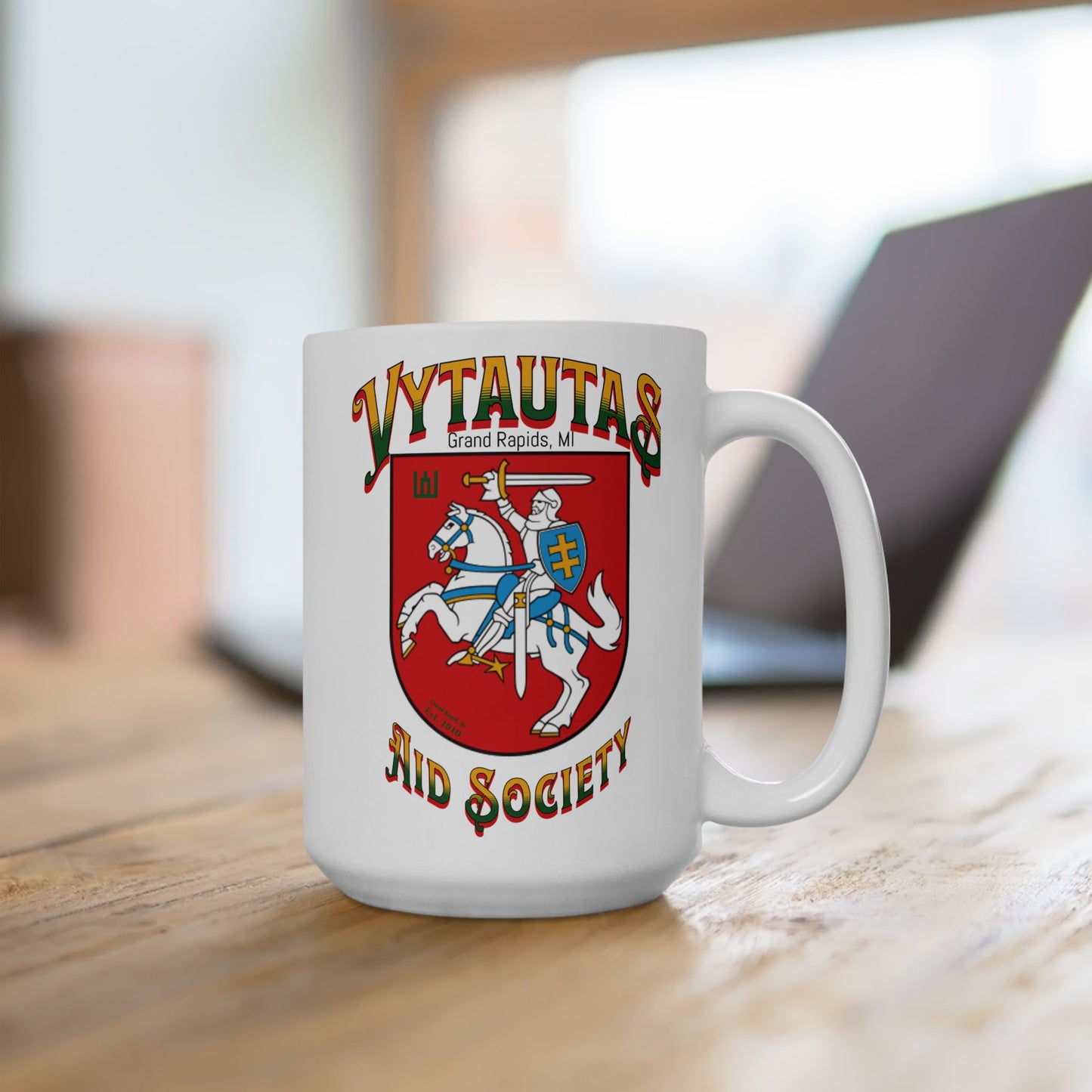 Vytautas Mug 1- Vytautas Aid Society of GR MI, Vilnius Crest Coffee Cup ( 15oz)