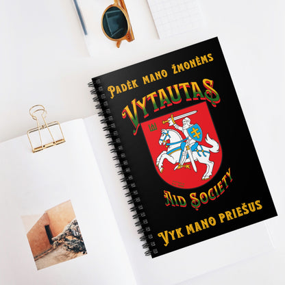 Vytautas Gold on Black Vytautas Shield 2 Spiral Notebook — Journal (Est. 1910)