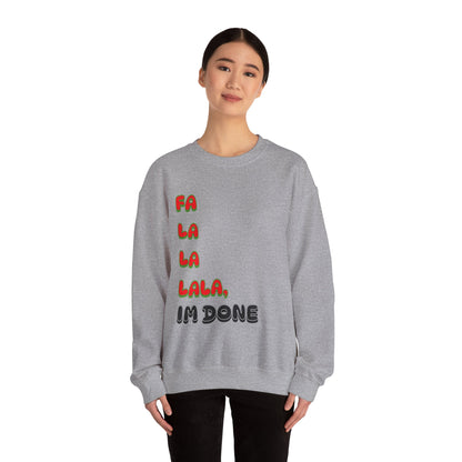 Festive Sweatshirt with 'Fa La La, I’m Done' Quote | Cozy Holiday Gift, Unisex Christmas Apparel, Winter Layering, Funny Sweatshirt, [...]