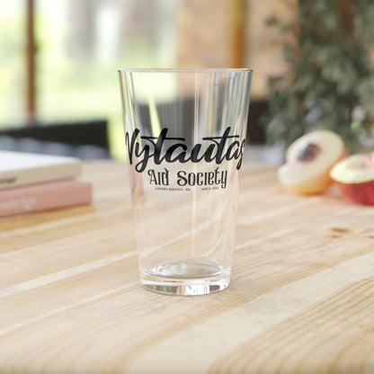 Vytautas Aid Society 16oz Pint Glass – Clear Drinking Glass with Script Logo