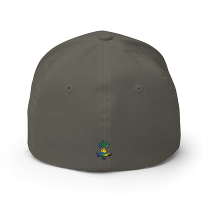 Vytautas Fitted Embroidered Cap — Retro Script Logo Fitted Baseball Hat