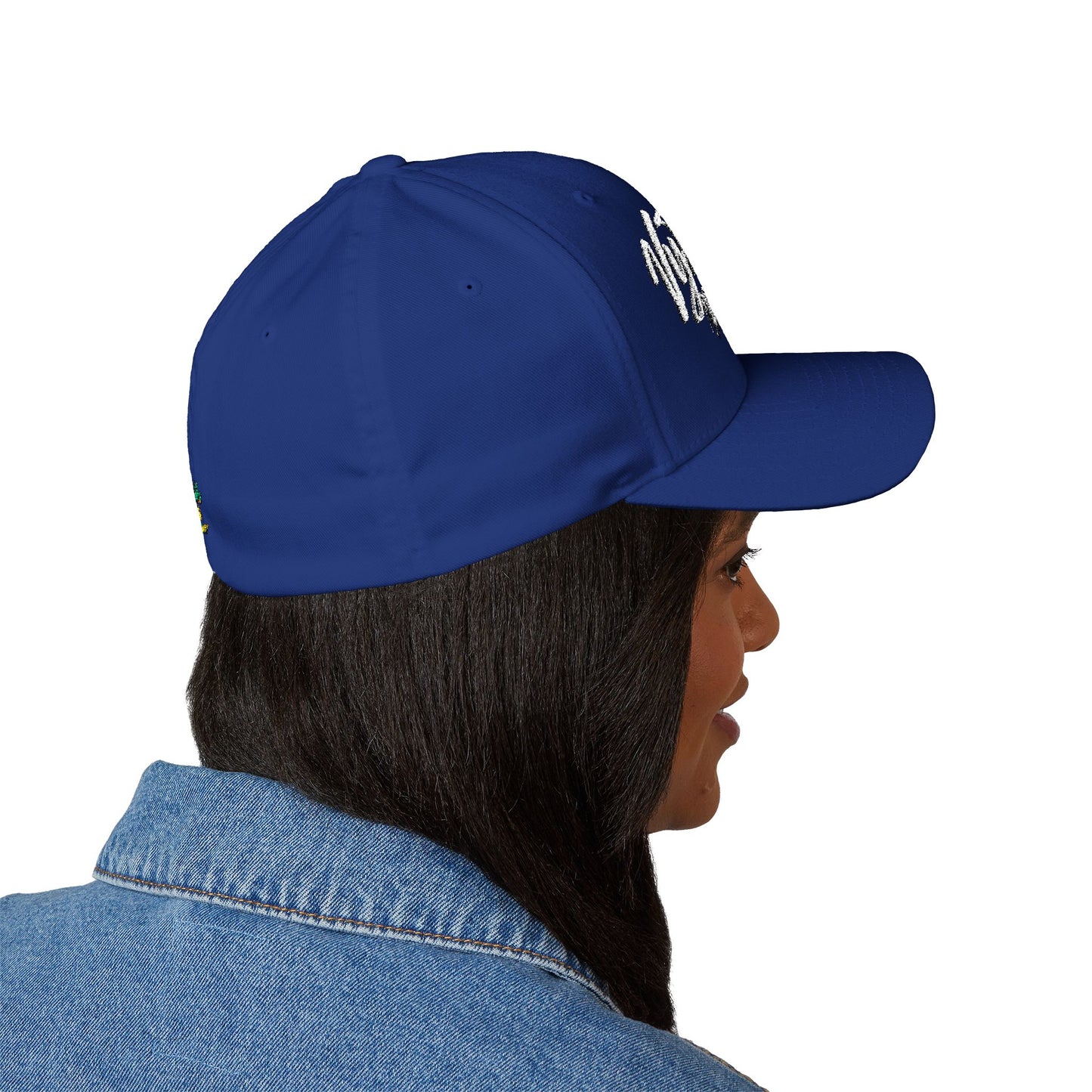 Vytautas Fitted Embroidered Cap — Retro Script Logo Fitted Baseball Hat