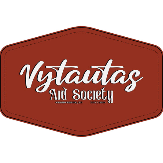 Faux Leather Patch — "Vytautas Aid Society" Engraved "Heat Press On" Badge
