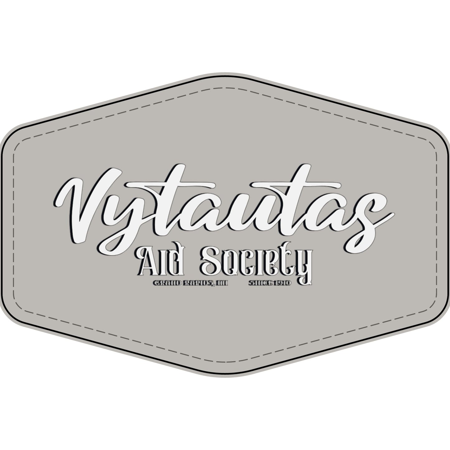 Faux Leather Patch — "Vytautas Aid Society" Engraved "Heat Press On" Badge