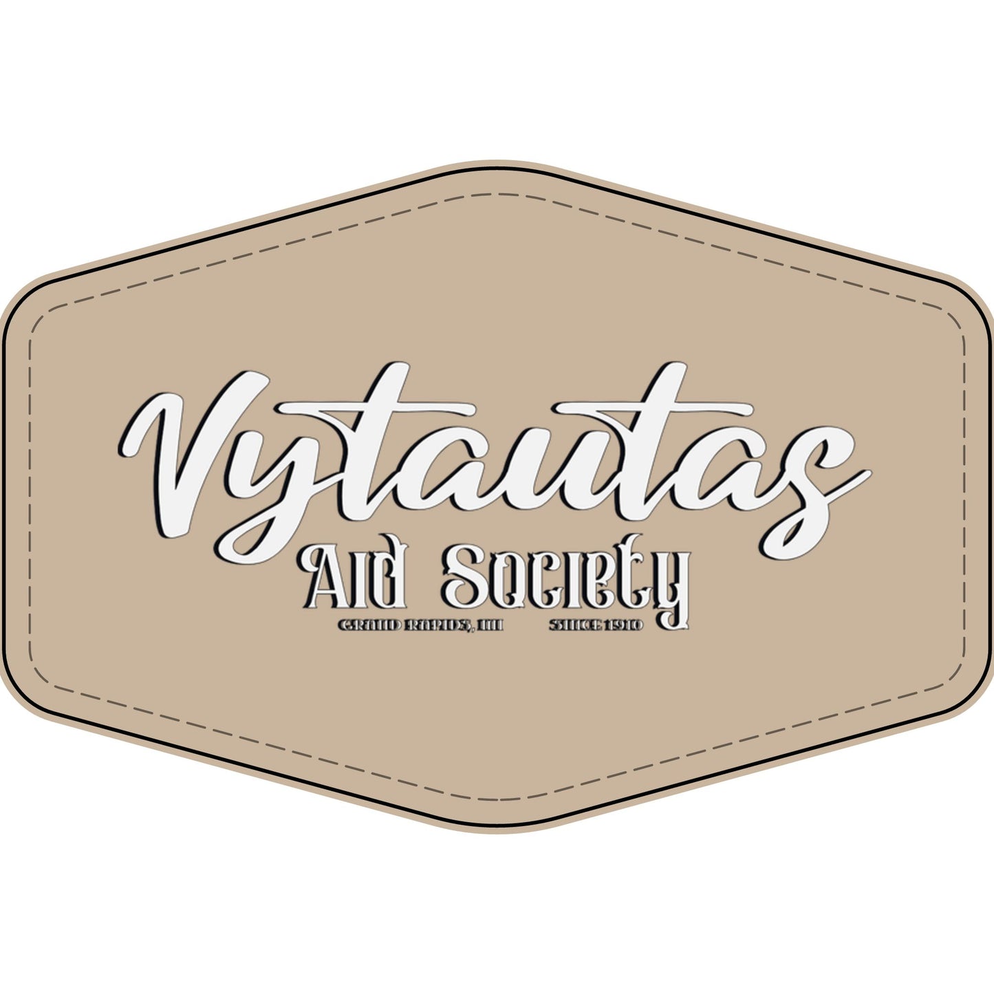 Faux Leather Patch — "Vytautas Aid Society" Engraved "Heat Press On" Badge