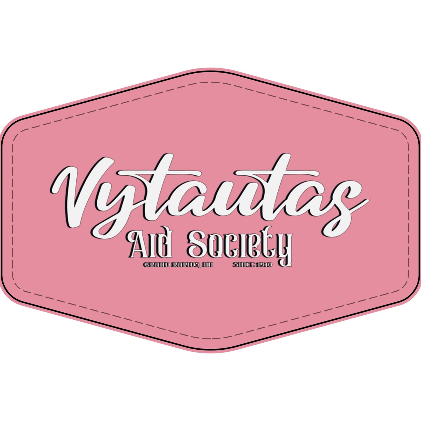Faux Leather Patch — "Vytautas Aid Society" Engraved "Heat Press On" Badge