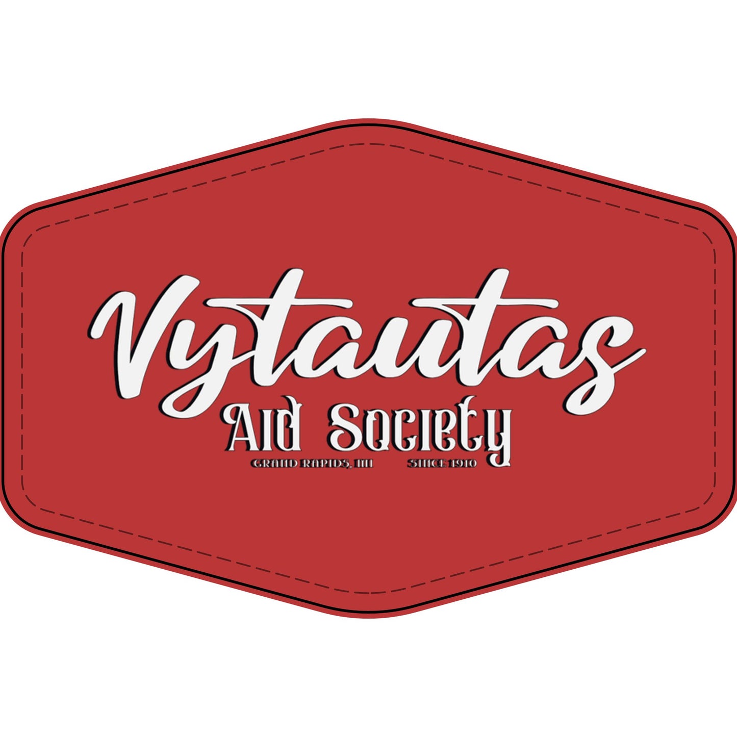 Faux Leather Patch — "Vytautas Aid Society" Engraved "Heat Press On" Badge