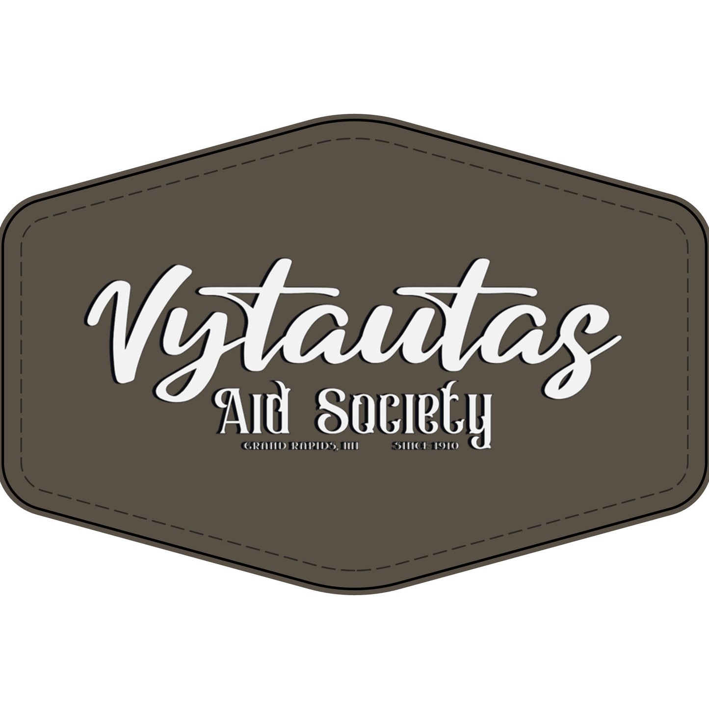 Faux Leather Patch — "Vytautas Aid Society" Engraved "Heat Press On" Badge