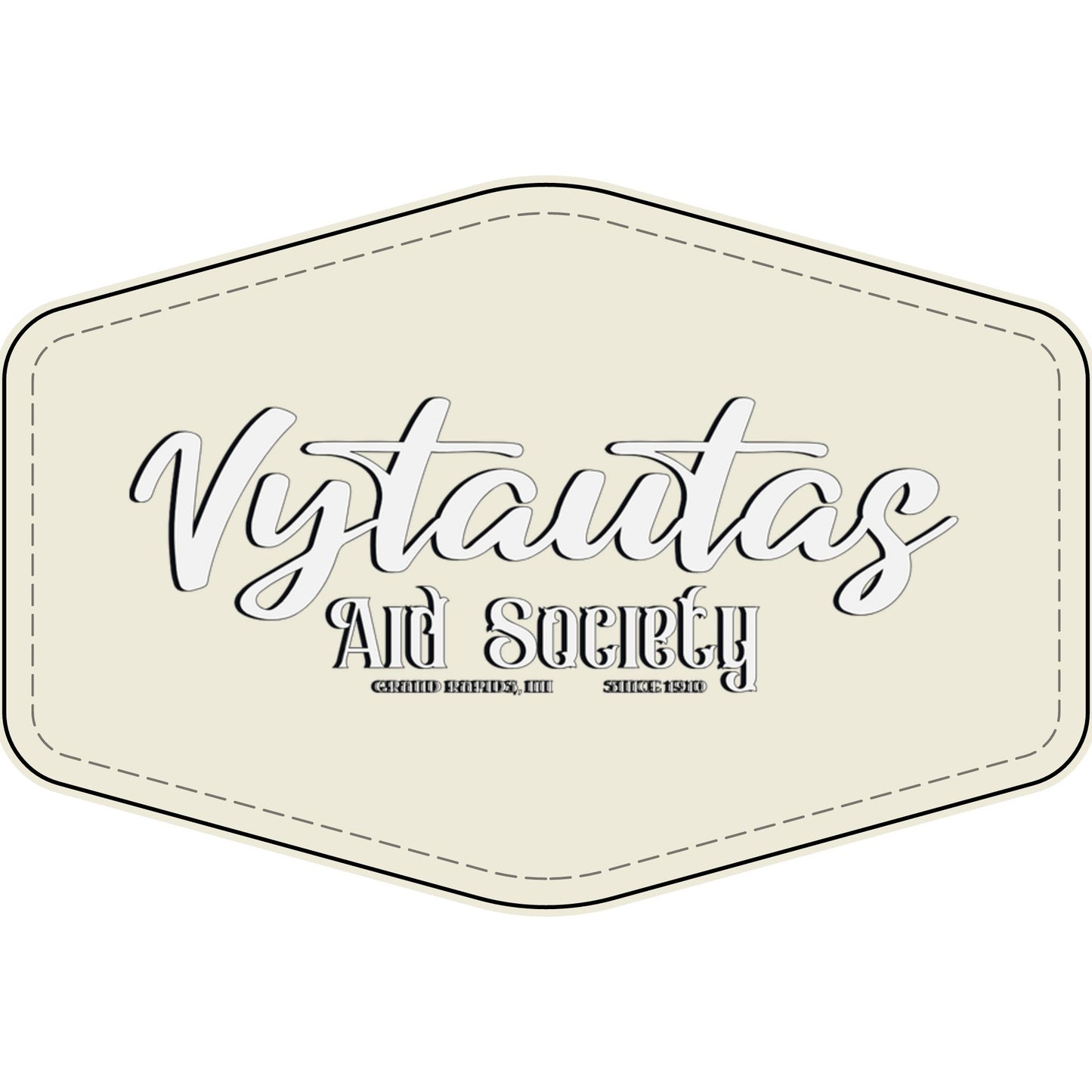 Faux Leather Patch — "Vytautas Aid Society" Engraved "Heat Press On" Badge