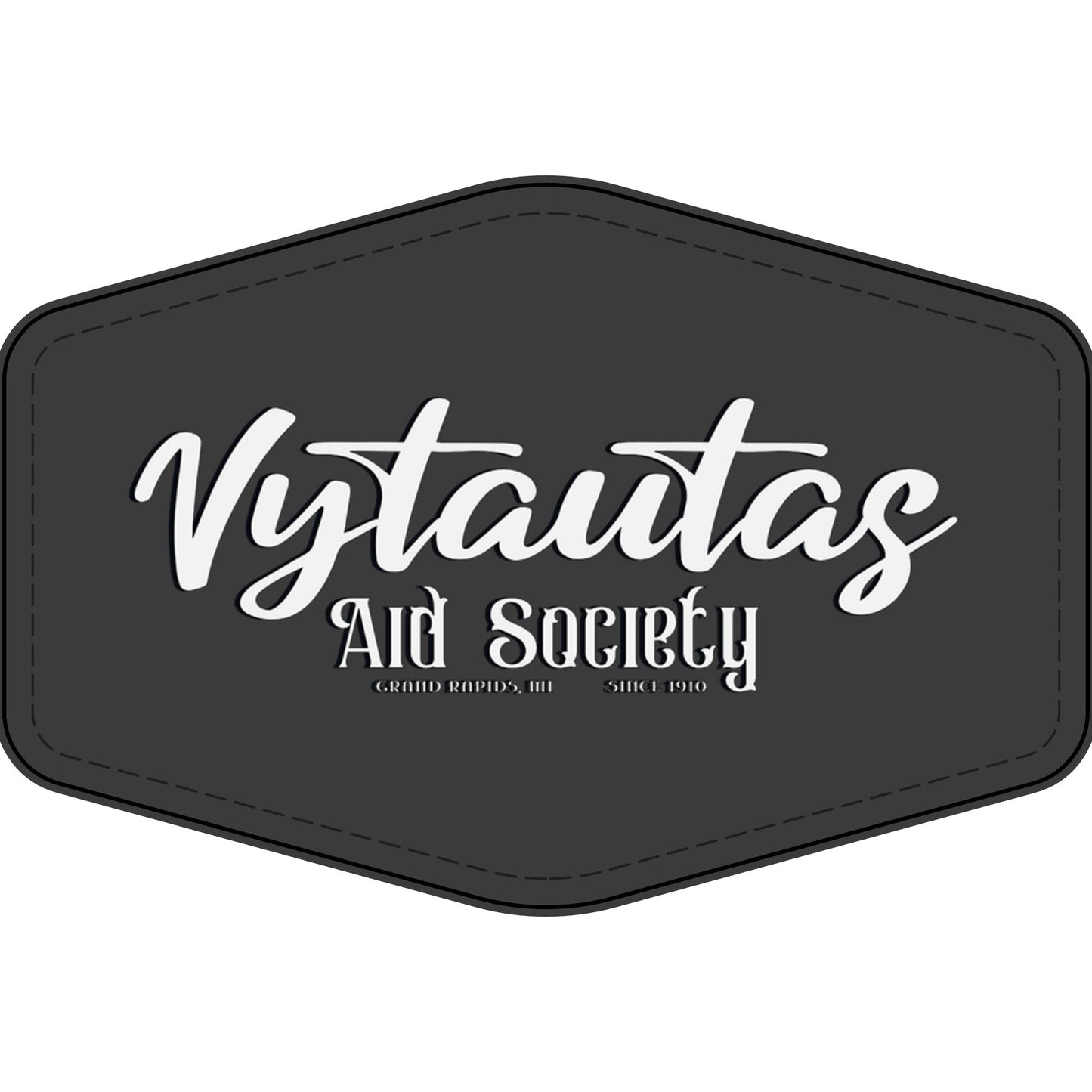 Faux Leather Patch — "Vytautas Aid Society" Engraved "Heat Press On" Badge