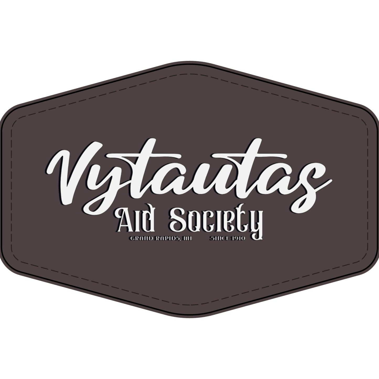 Faux Leather Patch — "Vytautas Aid Society" Engraved "Heat Press On" Badge