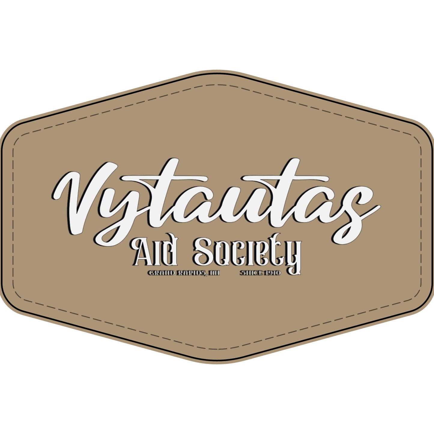 Faux Leather Patch — "Vytautas Aid Society" Engraved "Heat Press On" Badge