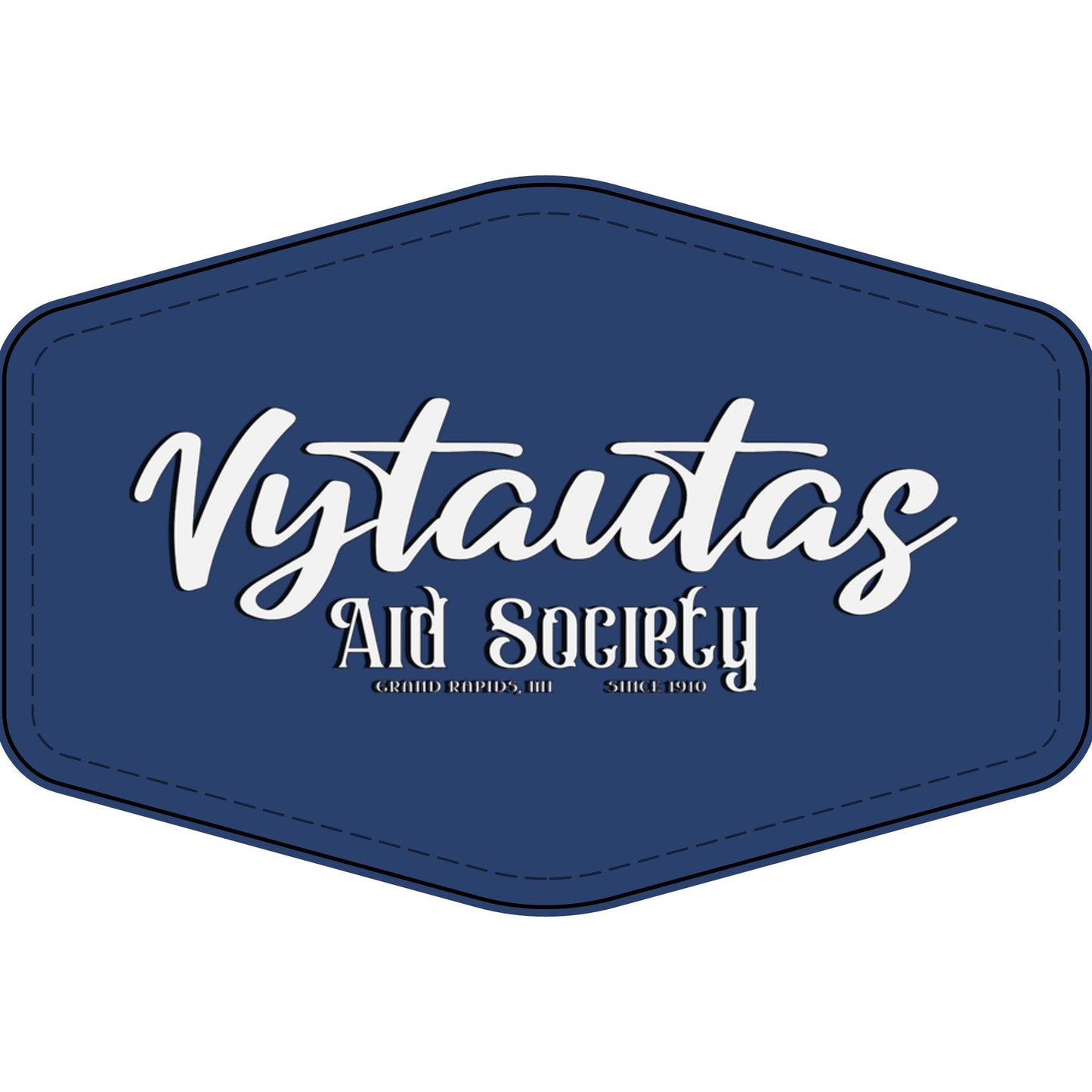 Faux Leather Patch — "Vytautas Aid Society" Engraved "Heat Press On" Badge