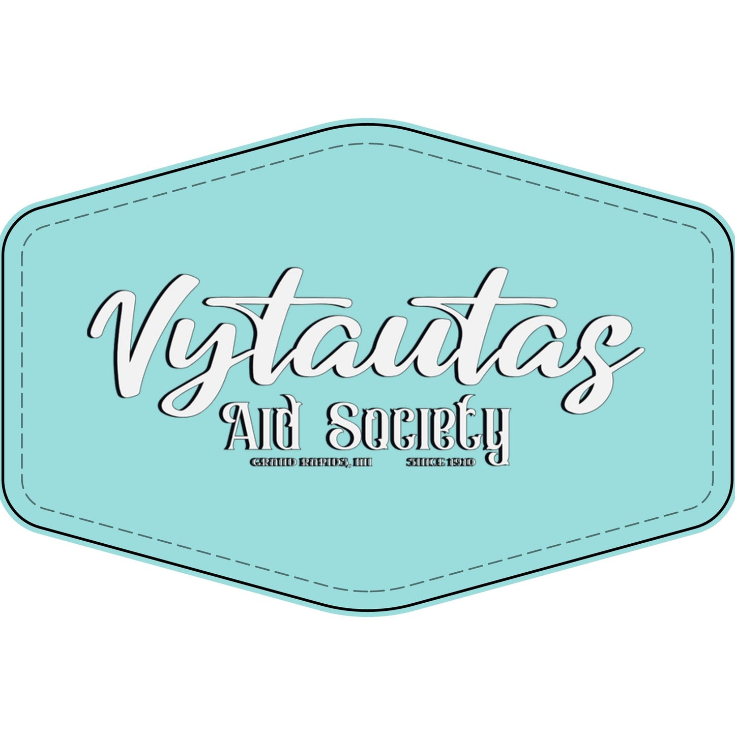 Faux Leather Patch — "Vytautas Aid Society" Engraved "Heat Press On" Badge