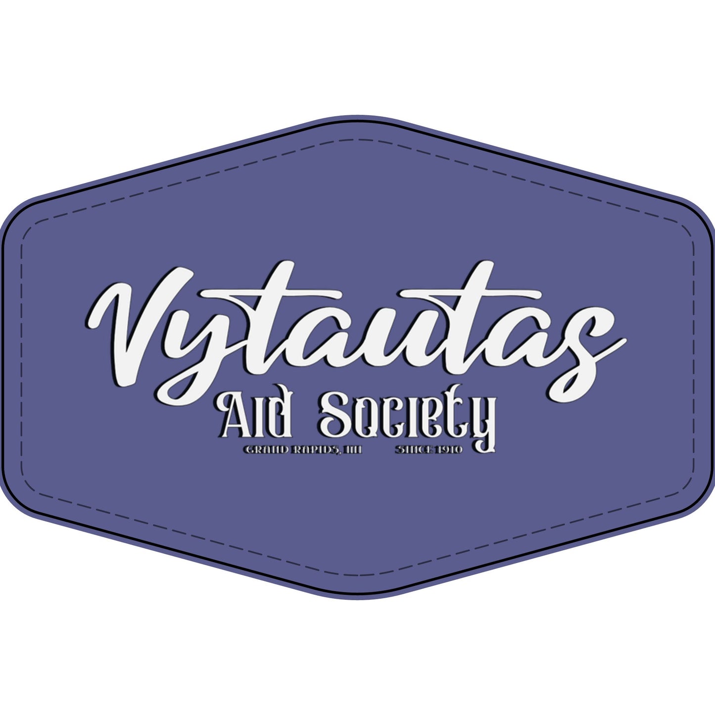 Faux Leather Patch — "Vytautas Aid Society" Engraved "Heat Press On" Badge