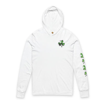 St. Patrick's Shamrock Hooded Long Sleeve Tee — 'Mostly Lucky' Graphic