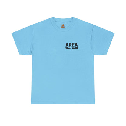 Area 52 T-Shirt – Vintage Stamp Design (Work Hard Play Hard, Luther MI)
