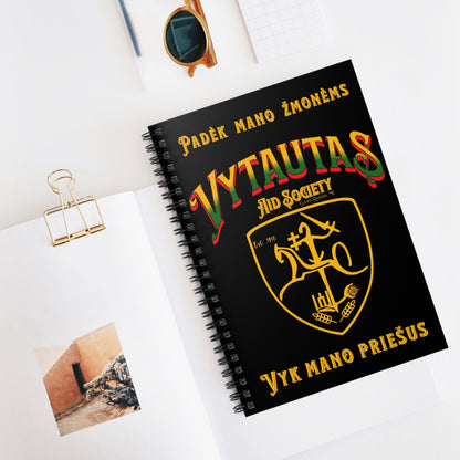 Vytautas Gold on Black Vytautas Shield Spiral Notebook — Journal (Est. 1910)