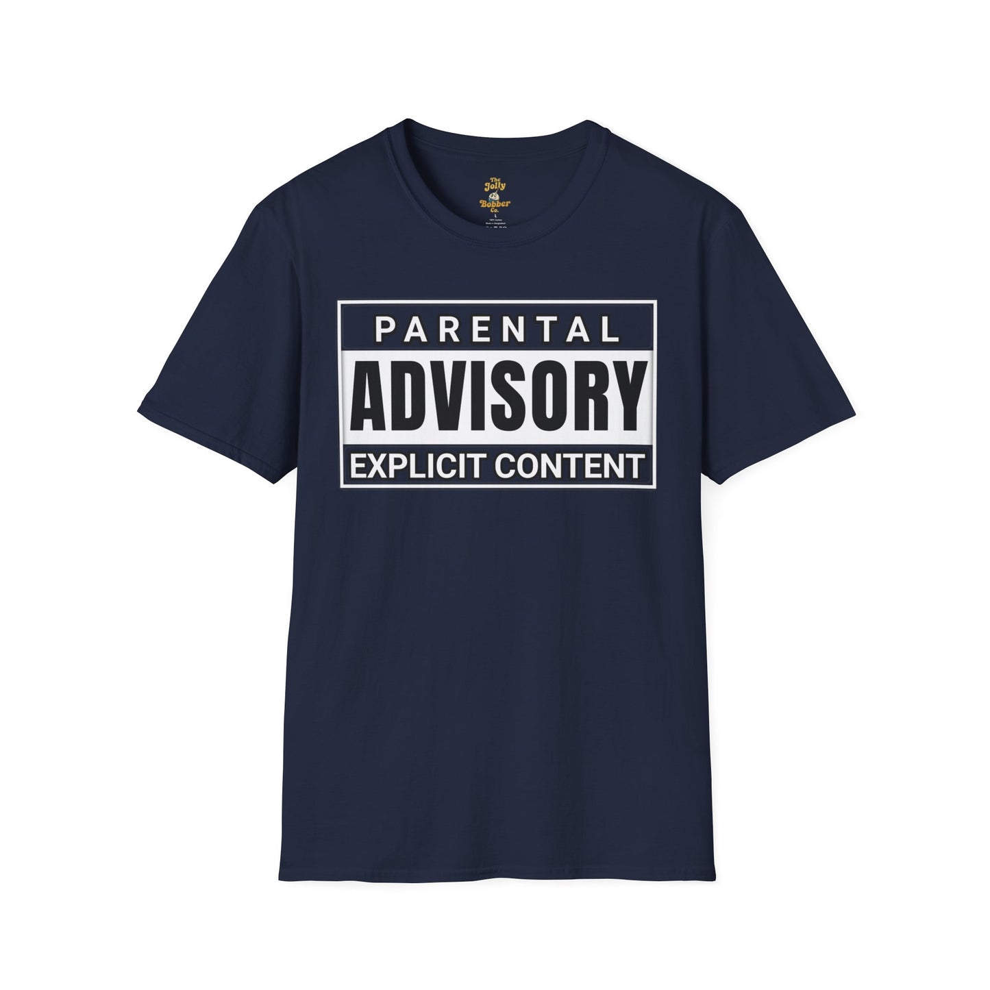 Graphic Tee - Iconic 'Parental Advisory Explicit Content' Design for Edgy Gen X - The Jolly Bobber 