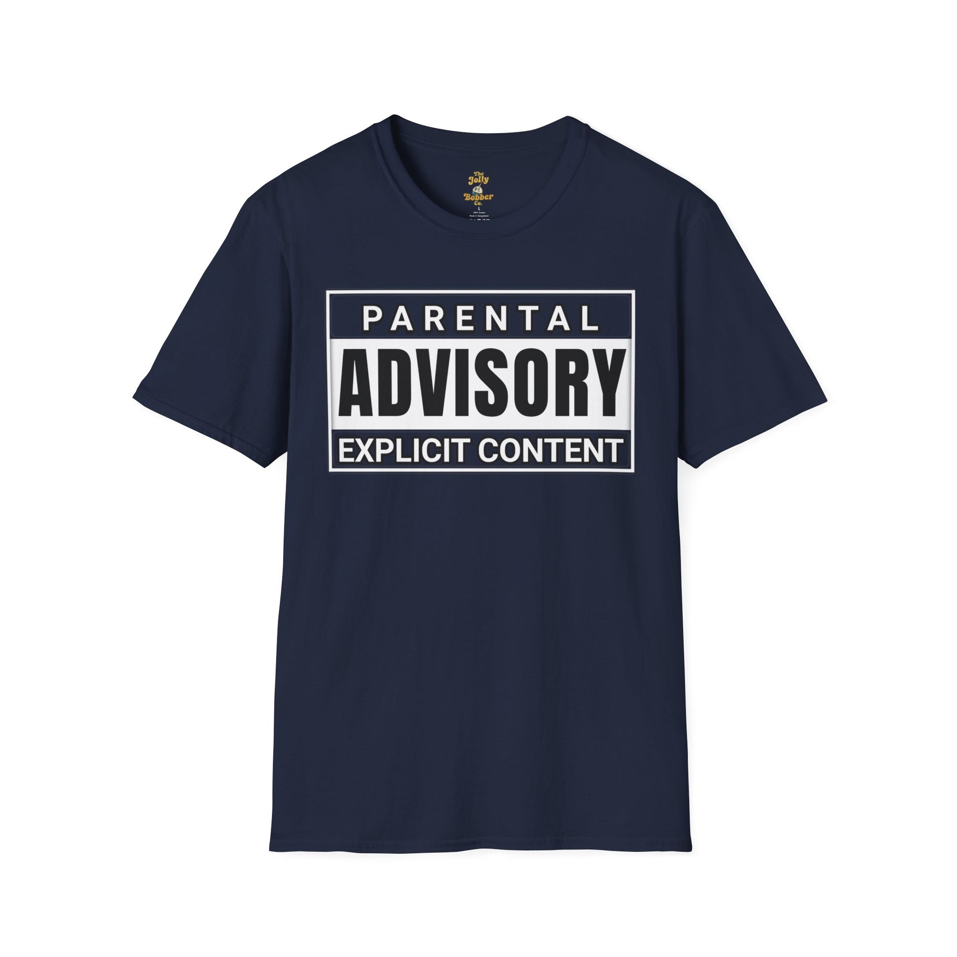 Graphic Tee - Iconic 'Parental Advisory Explicit Content' Design for Edgy Gen X - The Jolly Bobber 