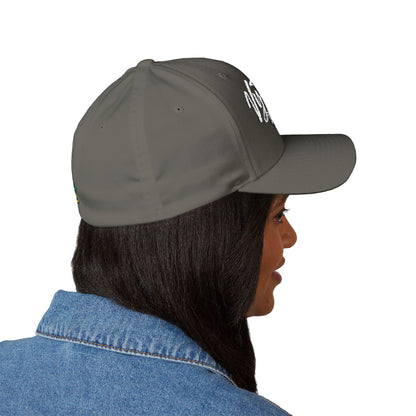 Vytautas Fitted Embroidered Cap — Retro Script Logo Fitted Baseball Hat